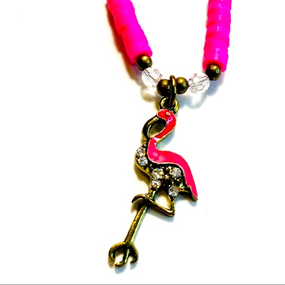 Handmade The Pink Flamingo Tropical Summer Anklet Bracelet - Picture 4 of 7